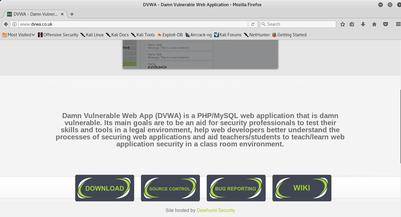 DVWA nedir ve Kali Linux'a Kurulumu